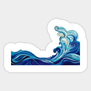 wave painting art Sticker